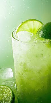 Refreshing lime drink in a glass