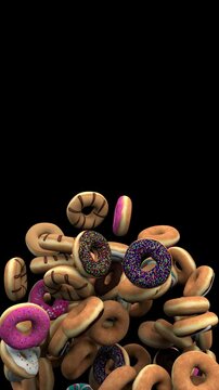 Donuts fountain &ndash; 3d render with alpha channel.