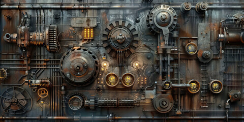 Industrial Revolution: Steely grays, rustic browns, and mechanical metallics create an industrial revolution theme