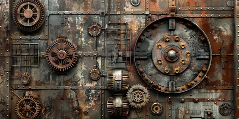 Industrial Revolution: Steely grays, rustic browns, and mechanical metallics create an industrial revolution theme