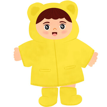 recommend clip art: Girl wearing raincoat