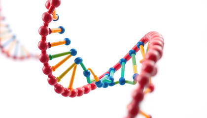 Obraz premium Colored double helix DNA structure for science concept with a white accent, png