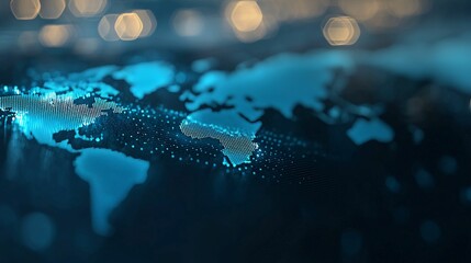 Stock market chart. Finance, economy, business and flag concept. Digital world map with glowing details