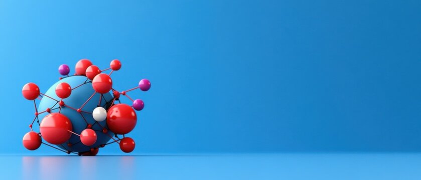 [Virtual gatherings social virtual meetings] Atomic Structure Graphic Illustration with Electron Shell & Molecular Cluster Background