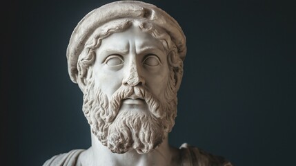 Classical Greek marble statue displaying intricate craftsmanship and expressive details.