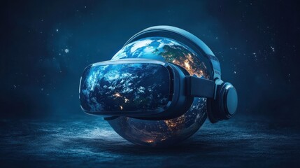 [Virtual gatherings distance events online] Futuristic Globe in Space with Glowing Lights