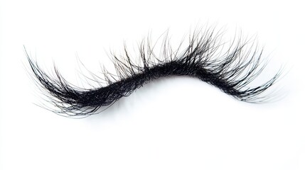 Fototapeta premium Dramatic False Eyelashes on White Background - Luxurious, voluminous, fluffy, dark, and long false eyelashes perfect for enhancing your eye makeup. Beauty, glamour, style.