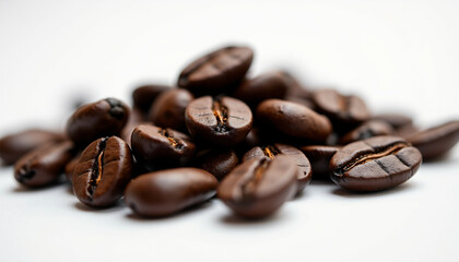 Fototapeta premium A close up view of a pile of roasted coffee beans showcasing their rich brown color and texture.