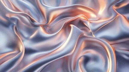 Obraz premium A mesmerizing abstract composition of platinum and rose gold smoke, curling and intertwining like ribbons on a soft velvet, glowing as if lit from within.