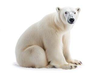 Fototapeta premium Sitting polar bear isolated on white background