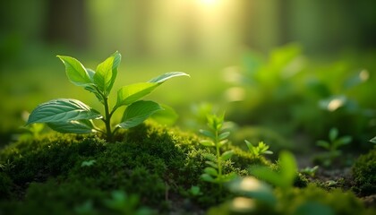 Obraz premium green plant in the morning dew