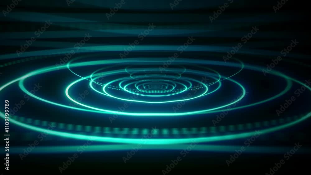 Canvas Prints abstract moving glowing neon circles, smooth fluid motion graphic, 4k seamless loop