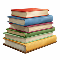 books stacked on white background