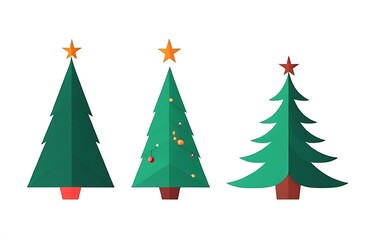 Fototapeta premium Minimalist Christmas Tree Design. Christmas décor. Vector flat illustration isolated on a white background.