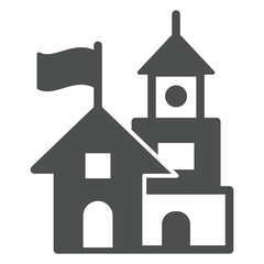 Fairy castle solid icon, Historical theme concept. Vector graphics. House and castle sign on white background, glyph style icon for mobile or web design. © iconqueen