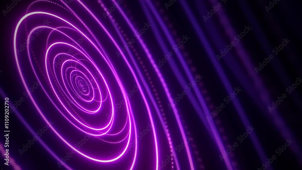Canvas Prints abstract moving glowing neon circles, smooth fluid motion graphic, 4k seamless loop