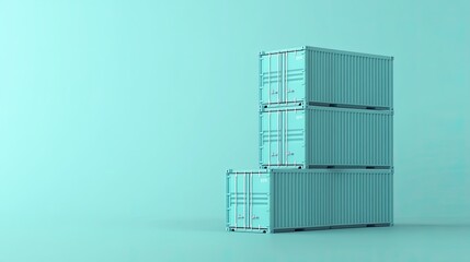 Industrial containers stacked neatly on a solid background. Background, wallpaper, banner