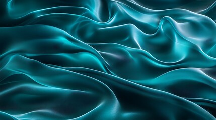 Obraz premium A mesmerizing abstract composition of teal and indigo smoke, curling and intertwining like ribbons on a soft velvet, glowing as if lit from within.