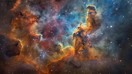 Obraz premium A spiral galaxy with a bright orange center