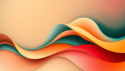Obraz premium Abstract design of layered pastel waves in warm peach, modern minimal background