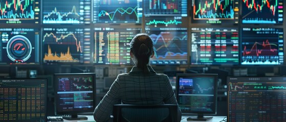 Cryptocurrency Trader Analyzing Market Data on Multiple Devices