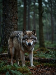 Fototapeta premium Wolf in the forest.