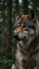 Fototapeta premium Wolf portrait in the forest.