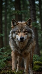 Obraz premium Wolves reintroduced to a forest through rewilding.