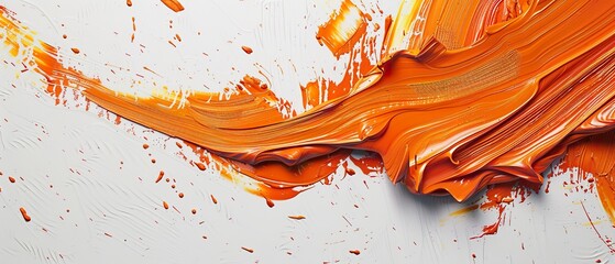 Vibrant Orange Paint Stroke Texture: Abstract Art Background Image