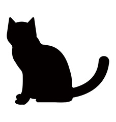 座っている猫のシルエット素材