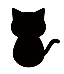 座っている猫のシルエット素材