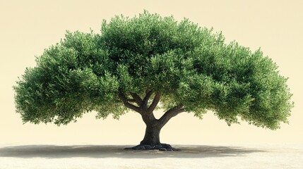 Fototapeta premium Lush Olive Tree Isolated on Pastel Background Nature Photography