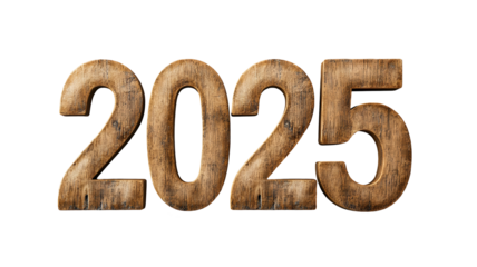 Wooden numbers representing the year 2025.
