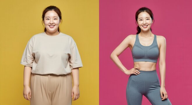 Transformation journey concept: weight loss and fitness achievement design for health and lifestyle inspiration posters