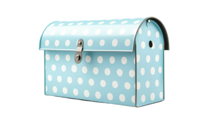 Modern transparent mailbox with polka dots clean background outdoor view