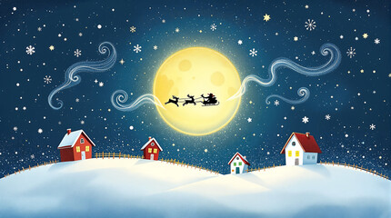 Naklejka premium Christmas cards, New Year's cards, banners: Santa Claus, reindeer, Christmas trees, candles, cookies, chocolate, snowballs, snowmen, and more