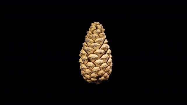 Pine Cone Closing in Time Lapse on a Black Background. Fir Cone Moving Isolated on Black Background