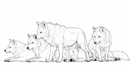 Fototapeta premium Wolf Pencil Sketch Art Depicting a Simple Yet Expressive Wild Creature in Fine Lines