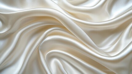 Fototapeta premium A close-up of luxurious, smooth, white satin fabric, elegantly draped, showcasing its soft texture and sheen.