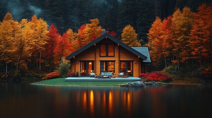 Cozy autumn cabin