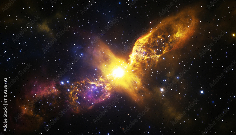 Poster vibrant cosmic explosion in deep space captures imagination