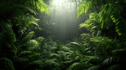 Fototapeta premium Lush rainforest, air purification concept, 3D illustration