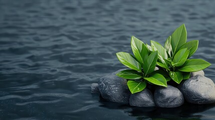 Fototapeta premium Riverbank vegetation, interaction with water and oxygen, 3D illustration