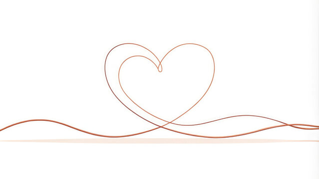 Simple linear heart pattern with delicate lines.Minimalistic isolated heart linart on white background to add romantic elegance to your projects.