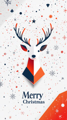 Christmas Reindeer Greeting The elegant "Merry Christmas" text adds a touch of holiday cheer, making it perfect for greeting cards, social media posts, and festive decorations.