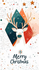 Christmas Reindeer Greeting The elegant "Merry Christmas" text adds a touch of holiday cheer, making it perfect for greeting cards, social media posts, and festive decorations.