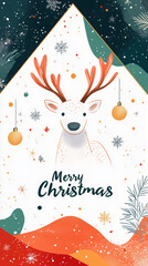 Christmas Reindeer Greeting The elegant "Merry Christmas" text adds a touch of holiday cheer, making it perfect for greeting cards, social media posts, and festive decorations.