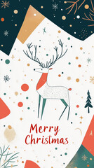 Christmas Reindeer Greeting The elegant "Merry Christmas" text adds a touch of holiday cheer, making it perfect for greeting cards, social media posts, and festive decorations.