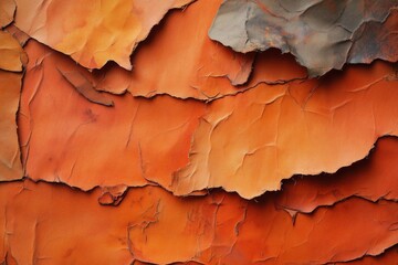 Fototapeta premium Layered orange paper textures with a peeling effect