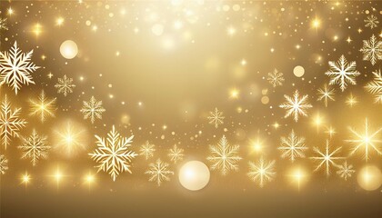 abstract christmas gold background with snowflakes stars and bokeh light effects luxury winter backdrop  illustration